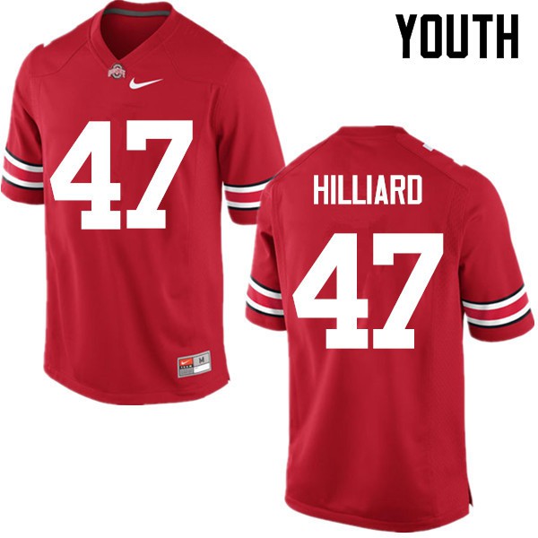 Ohio State Buckeyes #47 Justin Hilliard Youth Embroidery Jersey Red